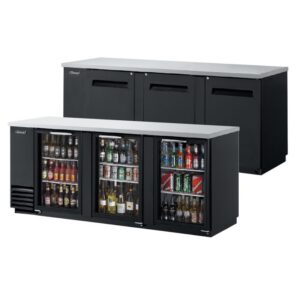 turbo air 3 glass door back bar chiller with black finish