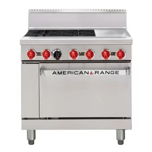 American Range 4 x Burner Top & griddle plate 36" Oven Range AAR.4B.12G.N