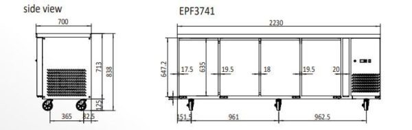 Atosa Four Glass Door Underbench Fridge EPF3741