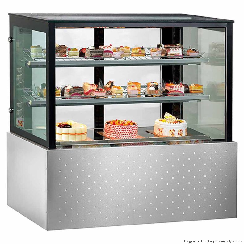 Bonvue Chilled Food Display, SG090FA-2XB, 900mm wide cake display fridge, SG120FA-2XB, 1200mm wide chilled display cabinet with 2 shelves, SG150FA-2XB, 1500mm wide cake display, SG180FA-2XB, SG200FA-2XB, 2 metre cake display fridge