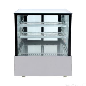 Bonvue Black Trim Square Glass Cake Display, SSU90-2XB, bonvue cake display fridge, 900mm wide cake display fridge with 2 shelves