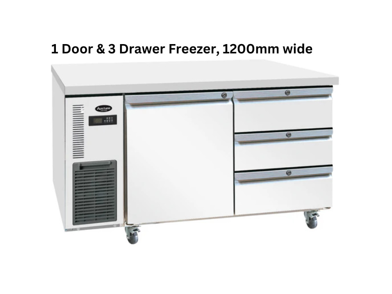 Austune Under Bench 1 Door 3 Drawer Freezer, CUF120-3D-3